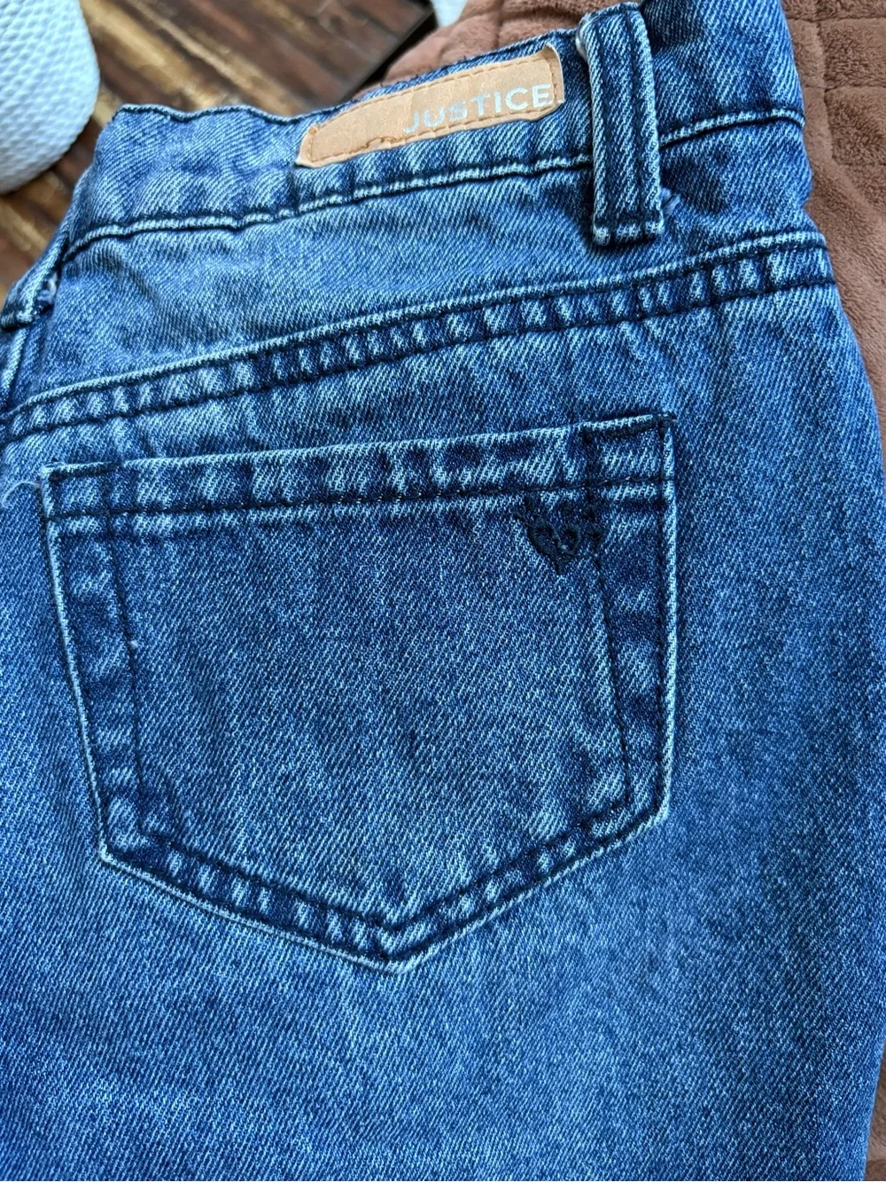 Justice Girls Blue wide Leg Jeans with White Speckle 8